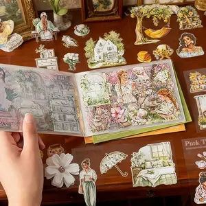 Spring Garden Scene Sticker Book, 20 Sheets Per Pack, Spring Colors Series, Hand Account DIY Scrapbook Material, Sticker Cards, Scrapbooking