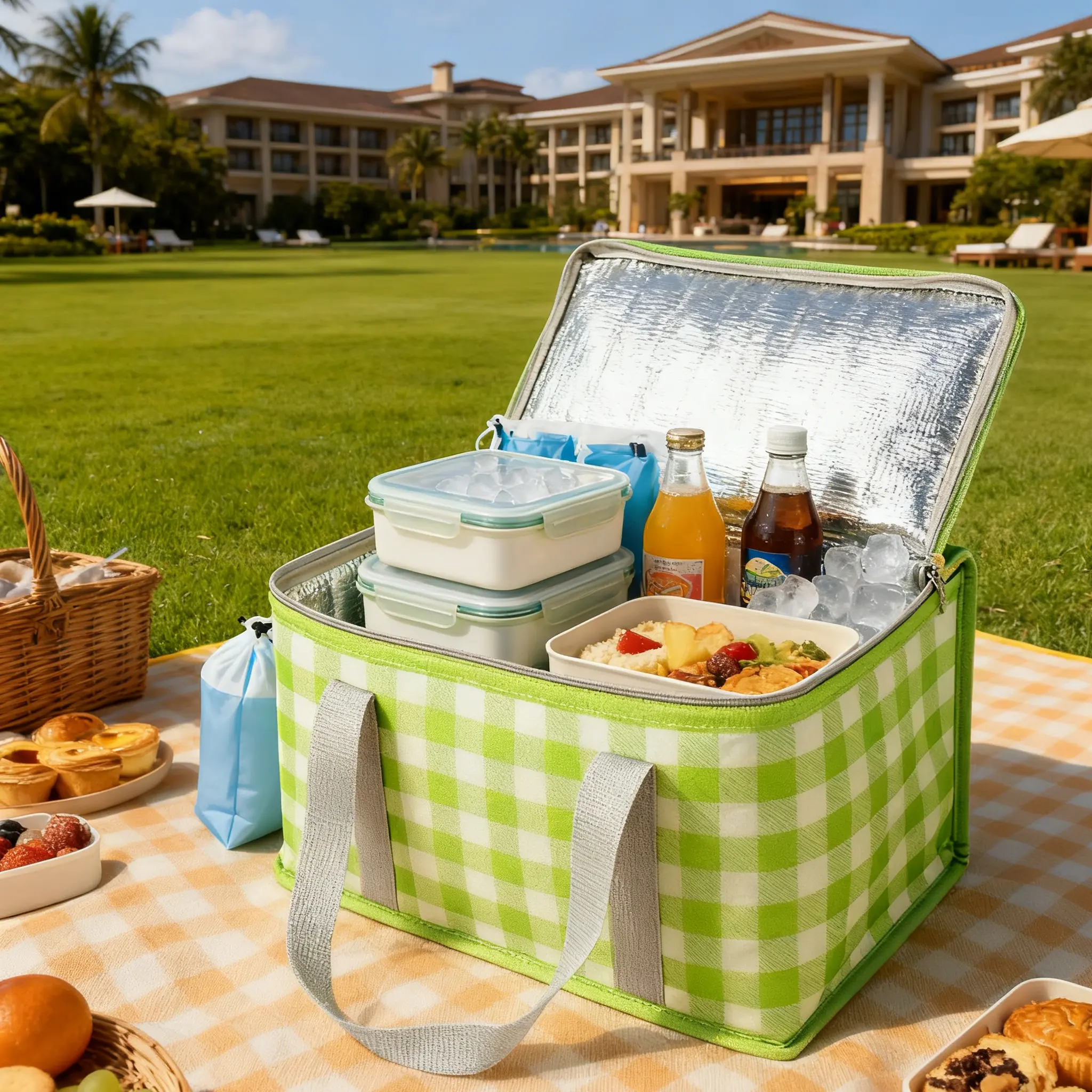 High-Strength Checkered Oxford Cloth Collapsible Foldable Durable Insulated Cooler Bag - Thick Insulation for Hot/Cold Food-Drinks Freshness, Odor-Free, Lightweight Portable Casual Home Storage Bag for Daily Shopping
