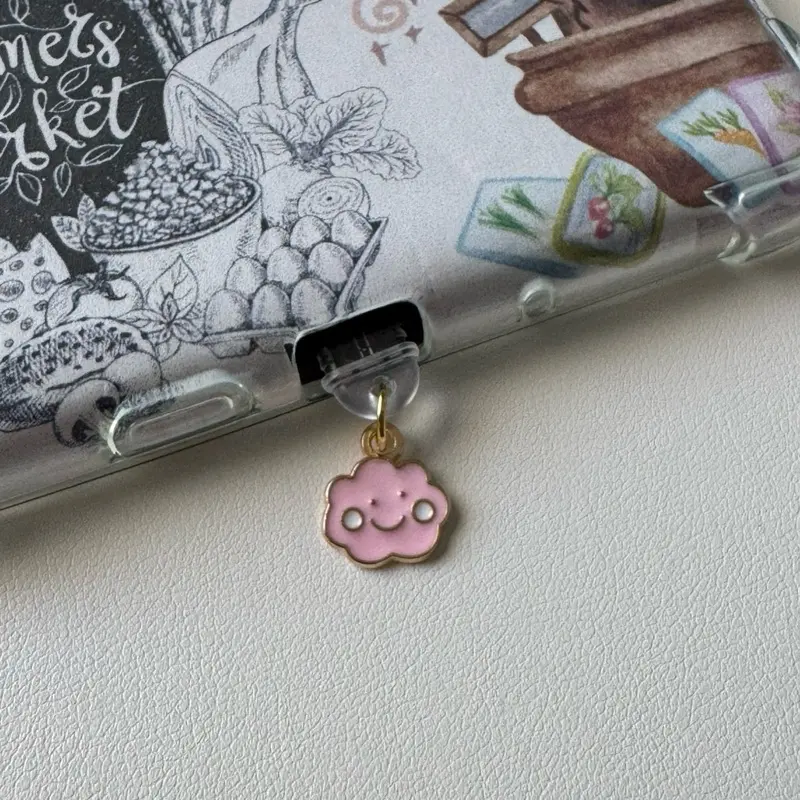 Dust Plug Charm Pink Cloud for USB-C Devices Kindle Phones iPhones E-Readers Adorable Accessory