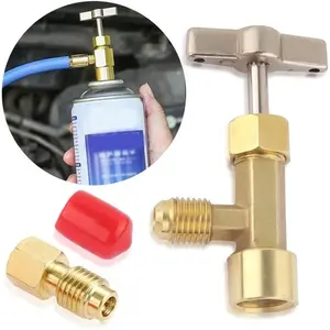 R134A Can Tap,Puncture Style AC Refrigerant Can Tap Valve with R134A Adapter Fittings for 1/4" and 1/2" HVAC Hoses,Essential Car Accessories for Car AC Systems Recharging
