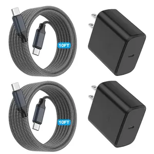 2Pack 45W  Super  Charger Type C,10FT Type C  Cord with USB C  Charger 10Foot USB C-C  for Sam sung Galaxy S25/S24+/Ultra/S22/S21/S20,iPhone17 Air/16/15 Pro,Pro Max,Plus