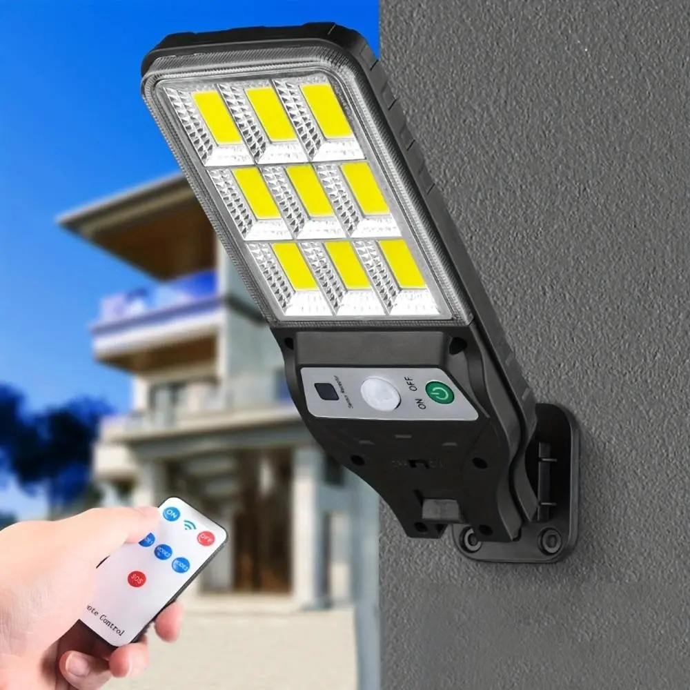 1/2/4 Pack Commercial Solar Street Light Set 9COB Solar Motion Sensor Flood Light, Solar Outdoor Floodlight, with Remote Control Dusk-to-Dawn LED Solar Security Wall Light Ideal for Outdoor, Garage, Yard, and Patio Use