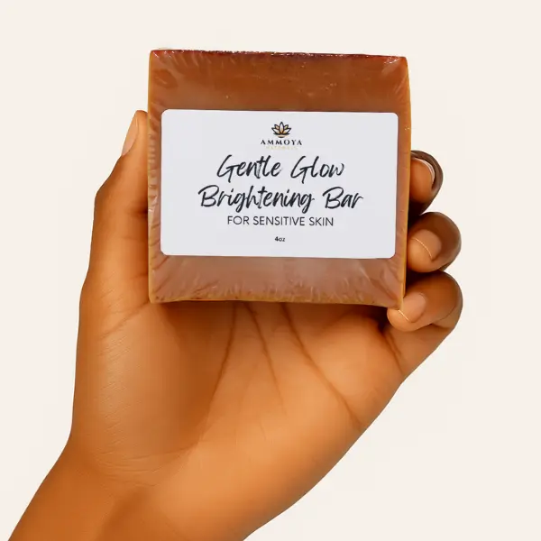 Ammoya Naturals Gentle Glow Brightening Bar - 4oz Handmade Body Care Moisturizer for Sensitive, Dry Skin with Turmeric, Kojic Acid, Licorice Root Extract, Oatmeal, Lavender, Nourishing Daily Hydrating Cleansing Soap for Radiant Skin