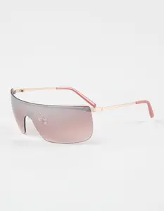 RSQ Shield Rimless Metal Sunglasses, Pink