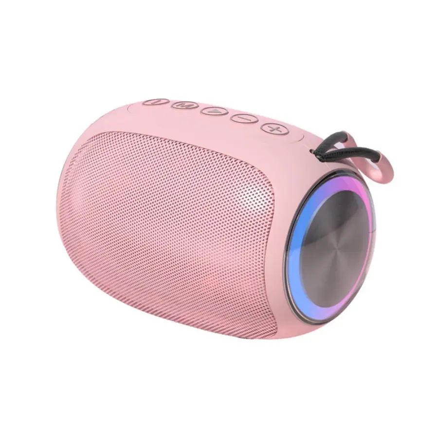 Hard Bass Portable Bluetooth Speaker with Colorful LED Lights for Festive Christmas Decorations Smartphone