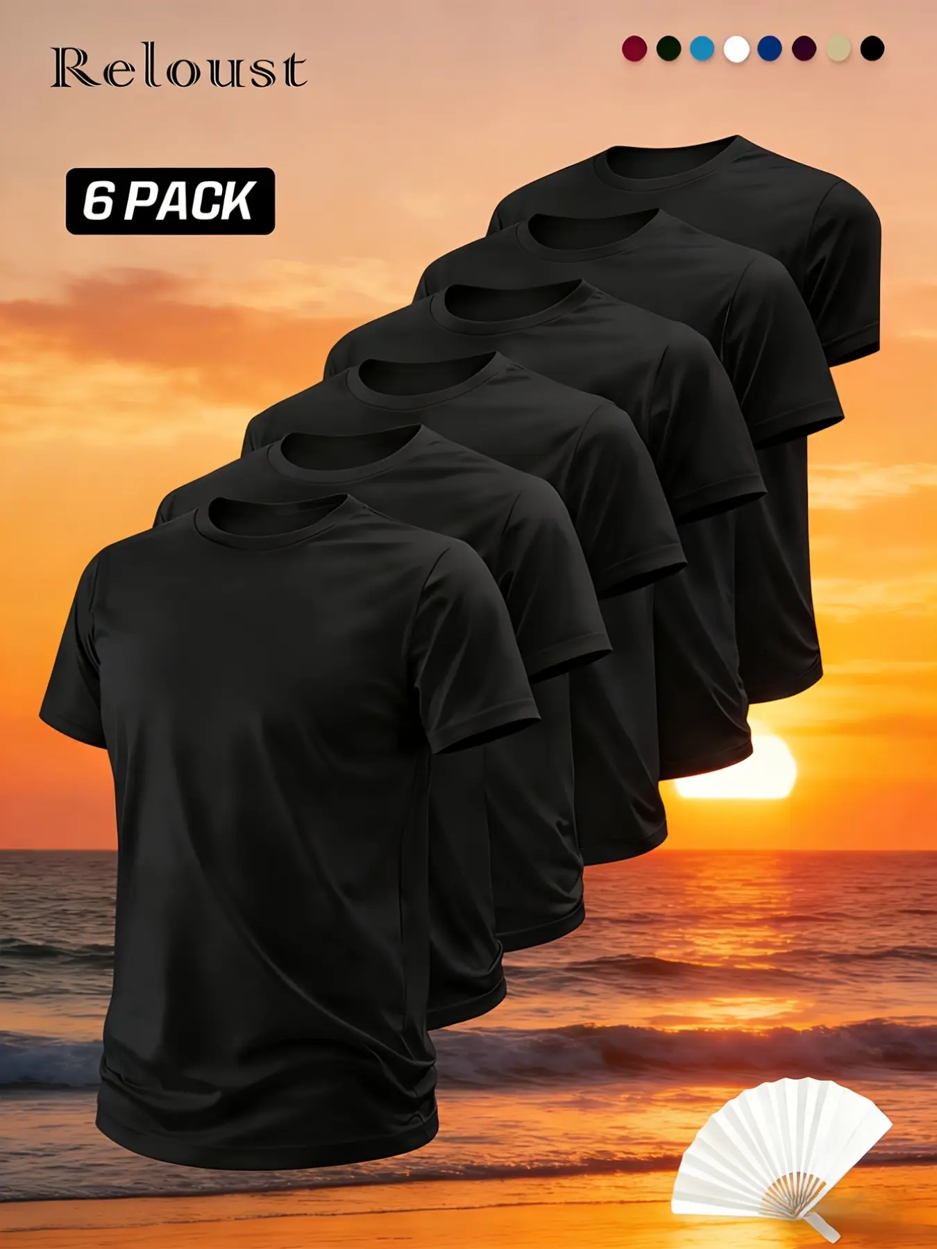 6-Pack Solid Round Neck Short Sleeve T-Shirts, Durable Heavyweight Gym & Outdoor Sports Tee, All-Season Comfortable Shirt, Gym Tees, Gym Workout Tee, Fitness T Shirt, Fitness Sport Top, Fitness Clothes Tops, Fitness Apparel