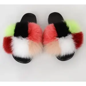 "CUPCAKE" Peach Black Neon Green White Red Cream White Checkered Fur Fluffy Flip Flops™️