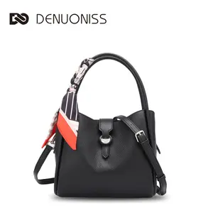 DENUONISS Large-Capacity Bucket Bag with Luxurious Silk Scarf - Lightweight Textured Woven Handbag for Women - One Shoulder Crossbody - Versatile for Commuting Dates & Travel - Handcrafted Design outdoorfun