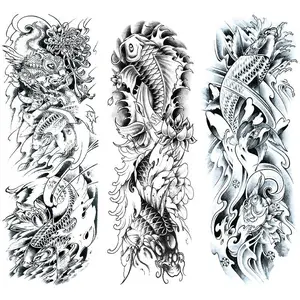 3 Waterproof Koi Fish Temporary Tattoos, Realistic Arm Design for Parties, Perfect for Casual and Events