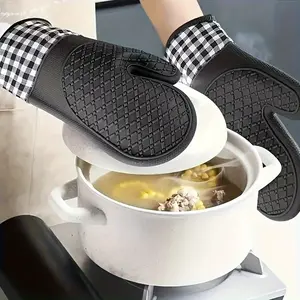 Grey Silicone Heat-Resistant Oven Gloves Anti-Slip Baking Gloves Anti-Scalding Kitchen Must-Have Bakeware Kitchenware Egg Insulated Hot