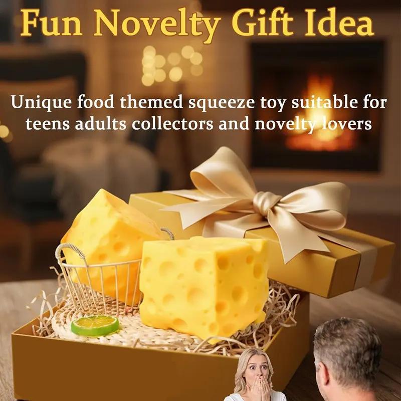 Squashy Cheese Block Yellow, moldable fidget ToywithSqueeze Feature, Ideal for Play and RelaxationReboundingSensory Toy Helps Relax & Focus, SensoryCheese for Kids& Adults, TPR Material