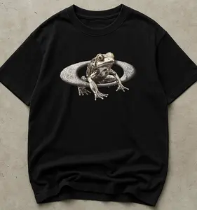 Men’s Saturn ring Frog graphic tee size XL 100% cotton soft style cotton t-shirt printed on a gildan 6400