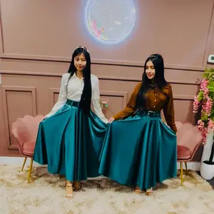 Maxi Skirt Fabric Satin Women's Plain Elegant Deals