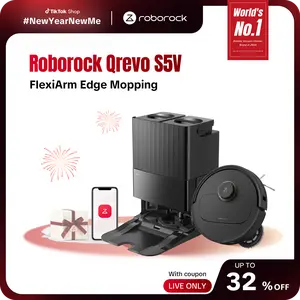 [Live] Roborock Qrevo series Robot Vacuum and Mop, 12,000Pa (Qrevo S5V), Mop Washing & Self-Cleaning, FlexiArm Edge Mopping, Warm Air Drying, Self-Emptying, Black #NewYearNewMe