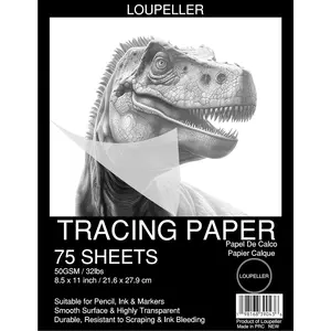8.5” X 11” TRACING Paper for Drawing – 75 Sheets of 32LB / 50G – Wrinkle Free Highly Transparent Tracing Paper Pad – Works with Pen, Pencil & Marker – for Artists, Architects & Kids