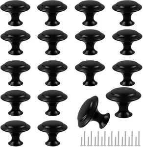 18 Piece Drawer Hardware - Black 30mm Cabinet Knobs & Pulls for Dressers & Kitchens with Screw