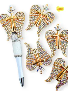 Creative Rhinestone Decorated Bling Crown Angel Wings, Geometric Patterns, Handmade Gift for Pens, Phone Chains, Keychains, Indoor Decor, Car Accessories, Rhinestone Crown Pendant, DIY Pendants