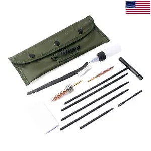 10-in-1 Gun Cleaning Kit for .22LR .223 5.56mm Rifles, Durable Metal Rods, Brushes, Oil Bottle & Compact Canvas Pouch for Field & Home Maintenance
