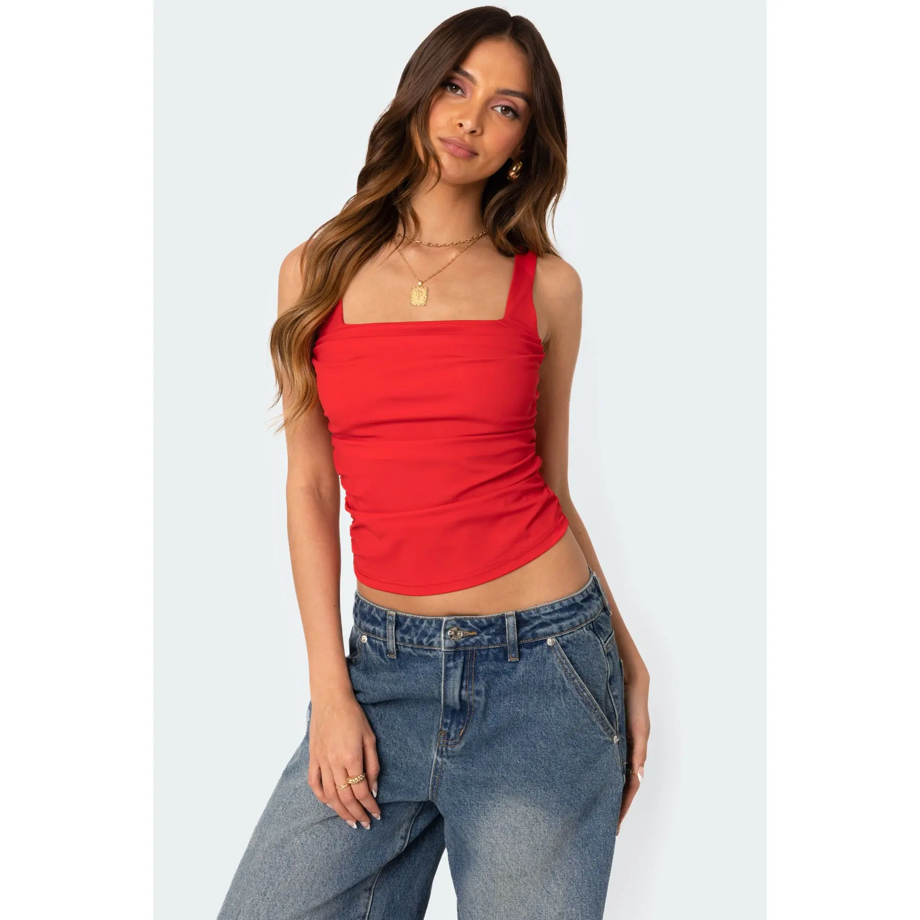 Rio Ruched Square Neck Top