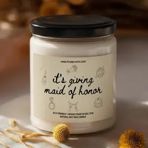 MAKEAGIFT It's Giving Maid Of Honor Candle, Bridesmaid Gifts, Bridal Party Gifts Candles, Wedding Shower Gift, Bridal Shower Gift, Funny Wedding