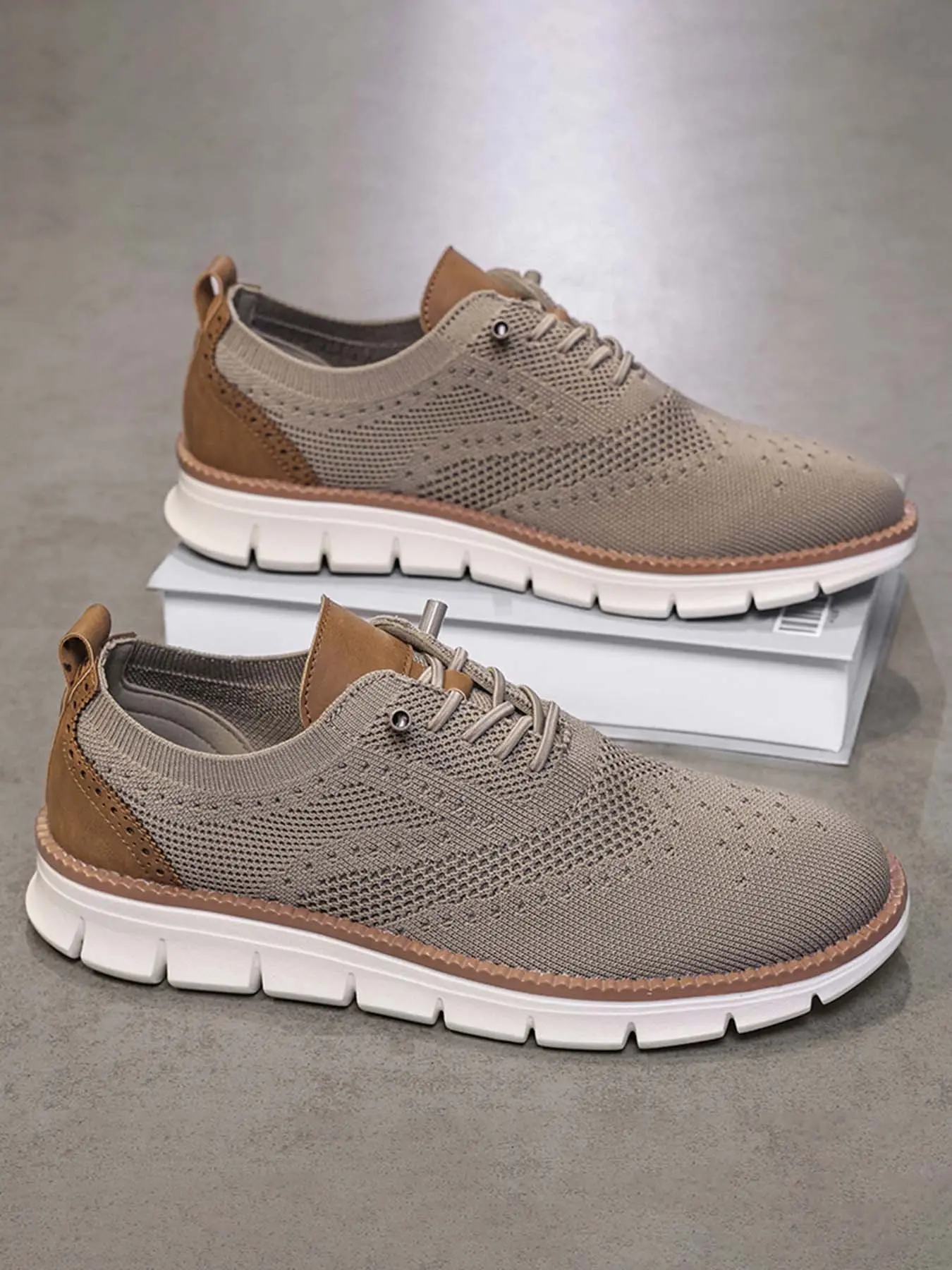 Men's Casual Sports Shoes, Breathable Mesh Knit Laces, New Fashion Athletic Leisure Men's Shoes, All Seasons, Textile Upper, Eva Sole