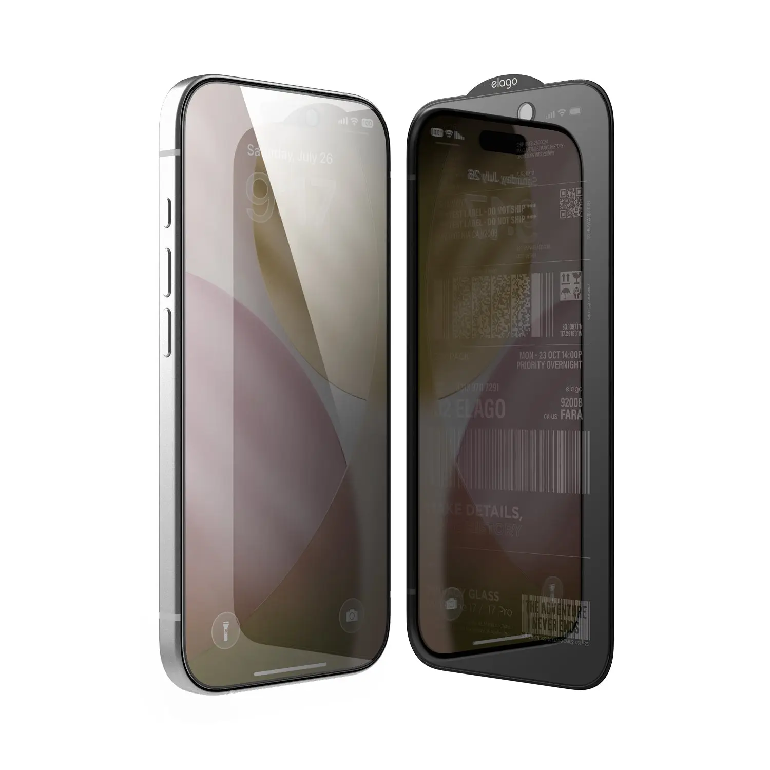 [elago Official] Privacy Glass+ Screen Protector for iPhone 17 & iPhone 17 Pro – Anti-Spy 9H Tempered Glass, Shatterproof, Easy Installation, 1 or 2 Pieces