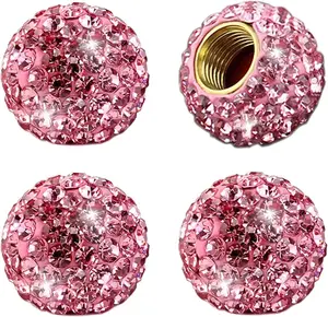 Car Wheel Tire Valve 4 Pack Handmade Crystal Rhinestone Tire Valve Stem Air Caps Cover Bling