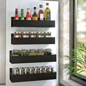 Set of 4 Magnetic Spice Racks with Hooks – Rustproof Metal Storage for Kitchen, Pantry & Fridge | Easy Magnetic Organization for Herbs, Spices & Drinks Storage for Kitchen mothersdaygift #Summervibes