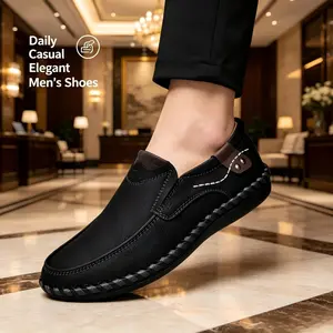 Men's British Style Low Top Shoes - Handcrafted Lightweight Slip-On Leisure Leather Footwear