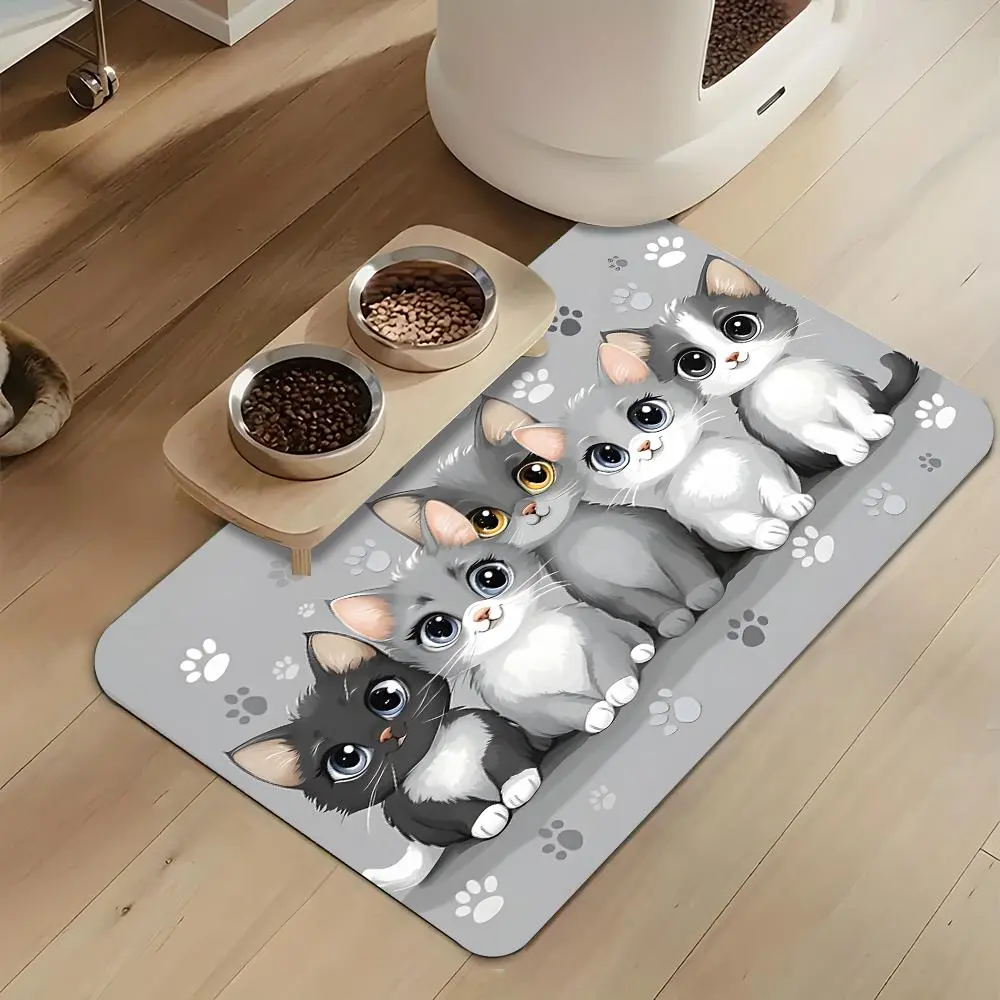 Adorable Cat Paw Print Design Rubber Pet Feeding Food Mat,Absorbent anti-slip and quick-drying soft carpet, multi-sized and easy-to-clean waterproof bowl mat, suitable for dogs and cats, stain-resistant, perfect for home use, ideal gift for pets