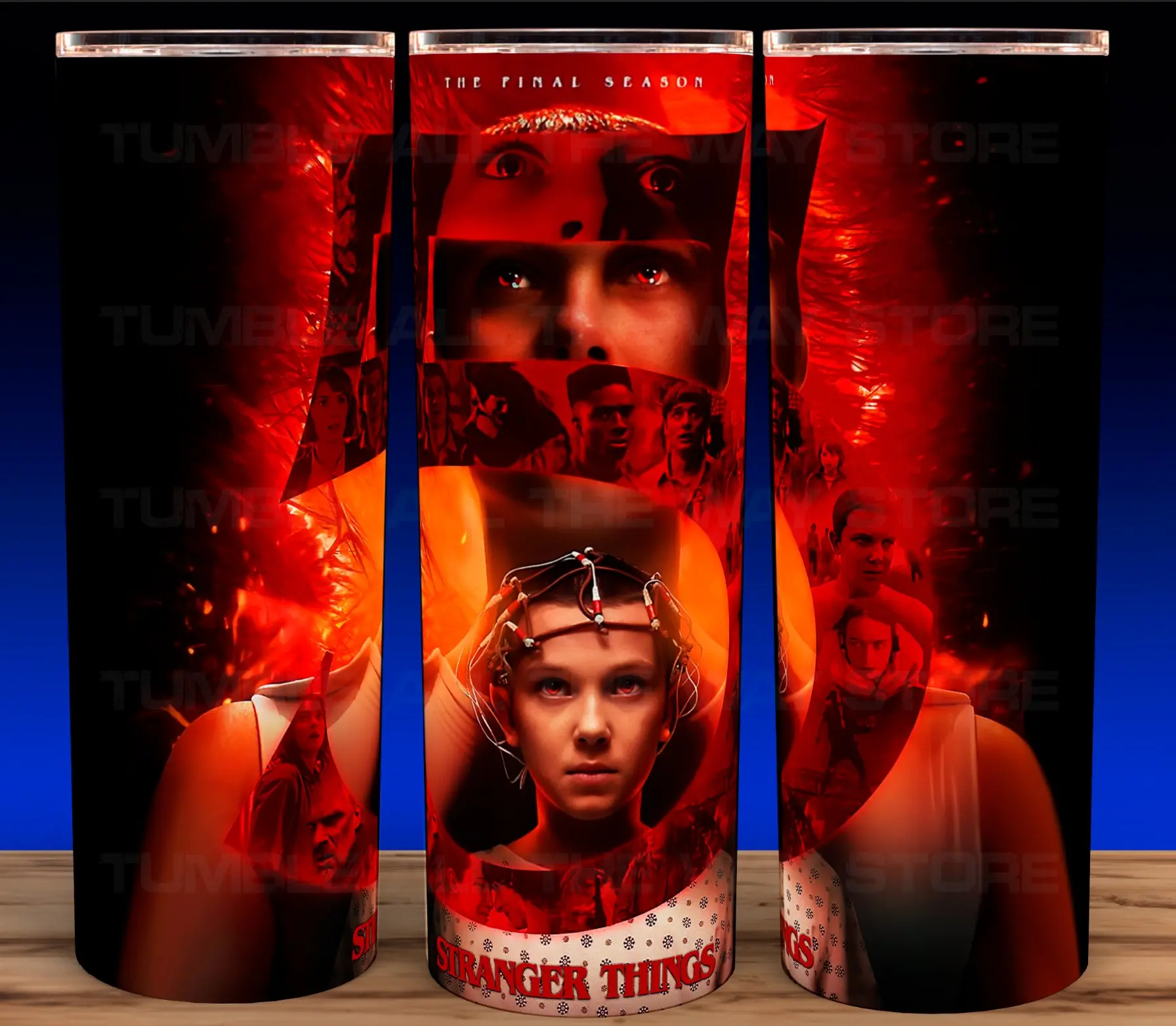 Stranger Things Season 5 - Eleven Scifi Horror Cup Mug Tumbler 20oz Stainless Steel Tumbler with Slide Closure Lid, Reusable Plastic Straw, Handmade Design - Drinkware Flask