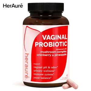 HerAuré Women’s Probiotics - pH Balance, Odor Control, Flora Health, Moistening, Tightening - With 7 Billion CFU Probiotic, Prebiotic, 7-in-1 Mushroom Blend, Cranberry, Pineapple - 60 Capsules (Pack of 1), Self-Care Gift , Healthcare,Summervibes