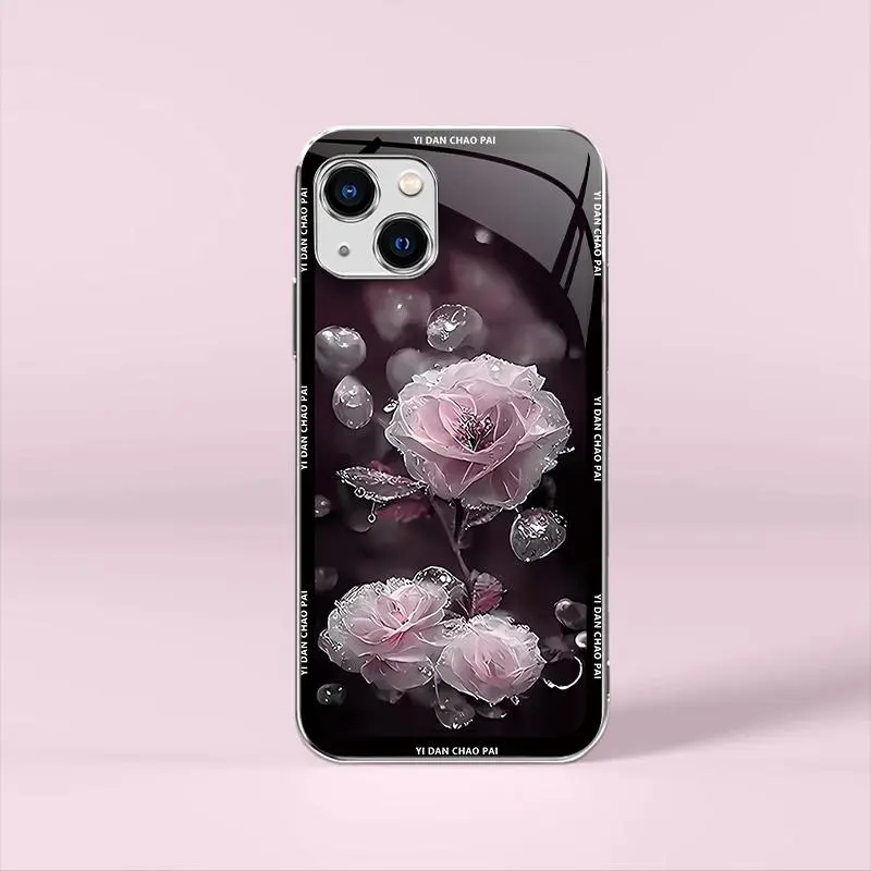 Night Dew Flower for【iPhone 13】Elegant Electroplating Glass Case--975