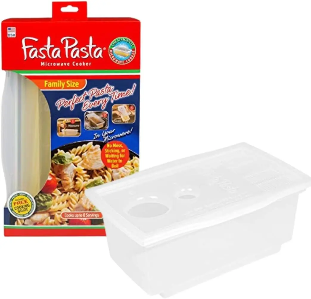Microwave Spaghetti Cooker - Original Family Size - Quickly Cooks up to 8 Servings, No Mess, Sticking, or Waiting for Water to Boil, Perfect Al Dente Pasta Every Time