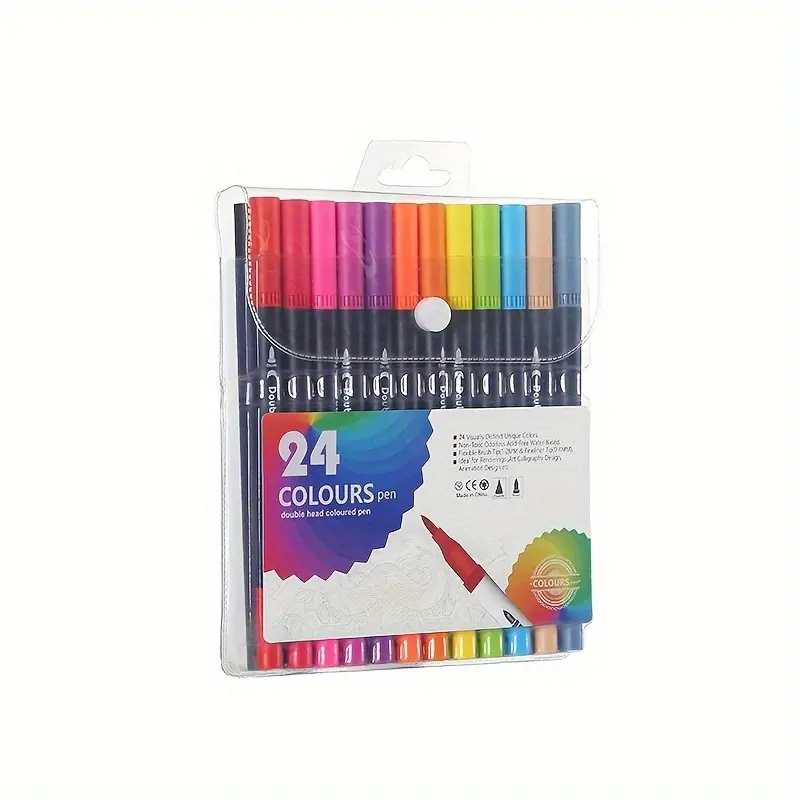 24-Color Acrylic Paint Marker Set - 0.7mm Extra Fine Color Pens, Waterproof Permanent Markers with Watercolor Look for Wood, Metal, Rock, Arts & Crafts Educational Toy Kit