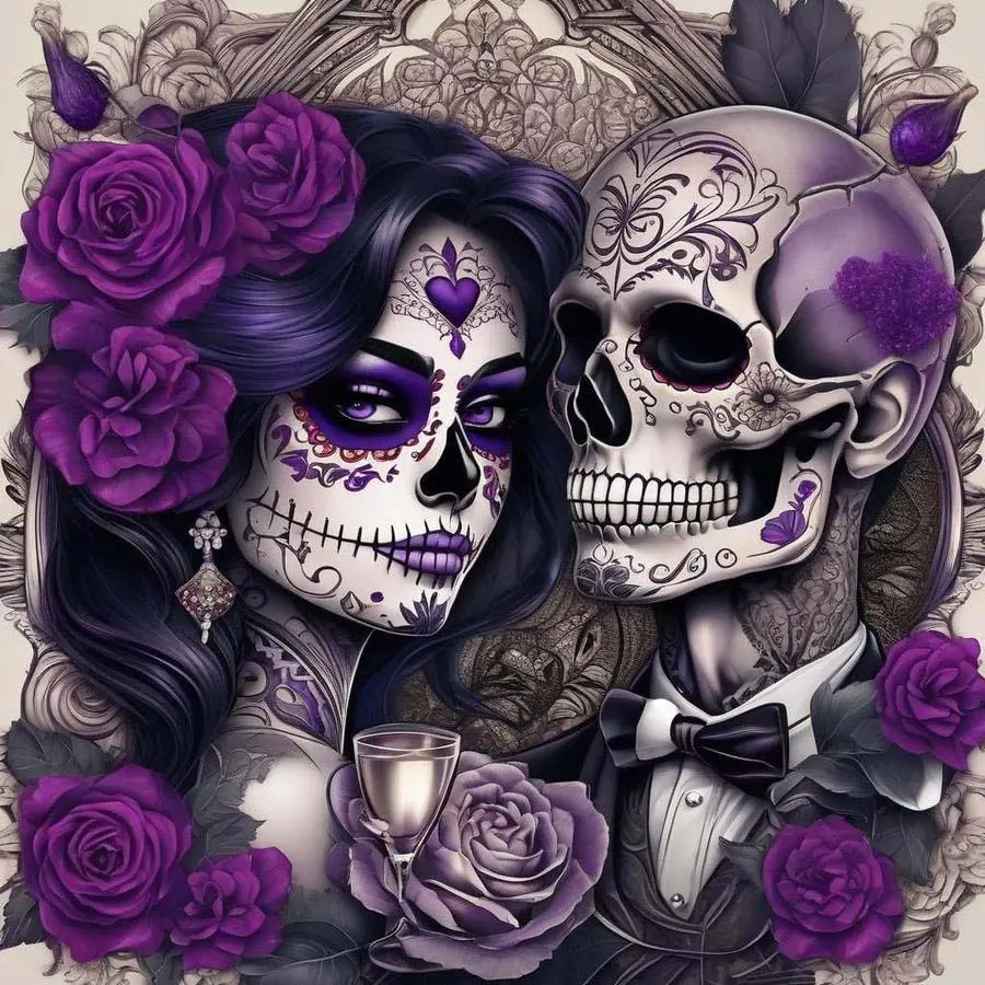5D DIY full drill round diamond painting set, Crafts - diamond art set with rose, skull, canvas - DIY decorative painting, home wall decor, perfect for Halloween and Christmas, birthday and anniversary gifts