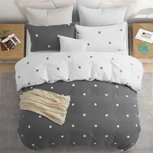& Polka Dot Valentine’s Soft Printed Bedding Set, 1 Fitted Sheet + 2 Pillowcases, Modern Romantic Style, Minimalist Bedrooms, Refined Spaces