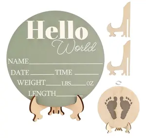 Hello World Baby Sign Announcement | Birth Stats - Unisex