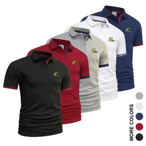 Men's crocodile pattern polo shirt   lightweight, quick-drying, breathable summer short-sleeve collared T-shirt suitable for business casual wear. Suitable for commuting, everyday wear, and light business outfits; pairs well with dress pants and casual tr