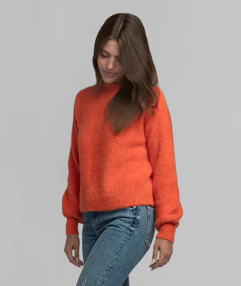 Feather Knit Mockneck Sweater - Koi