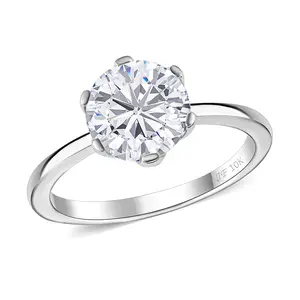 Zirconia Round 10K White Gold Solitaire Ring for Women Size 9 Ct 2.7 Birthday Christmas Gifts