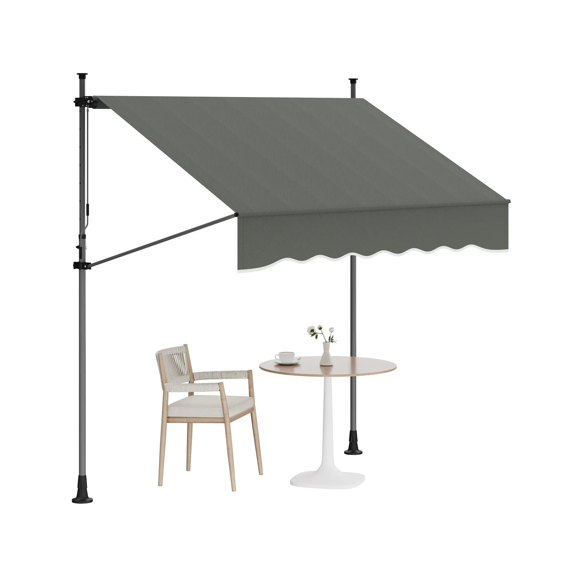 Manual Retractable Patio Awning, Adjustable Height & Angle Sun Shade, UV Blocking Outdoor Shelter for Windows and Doors
