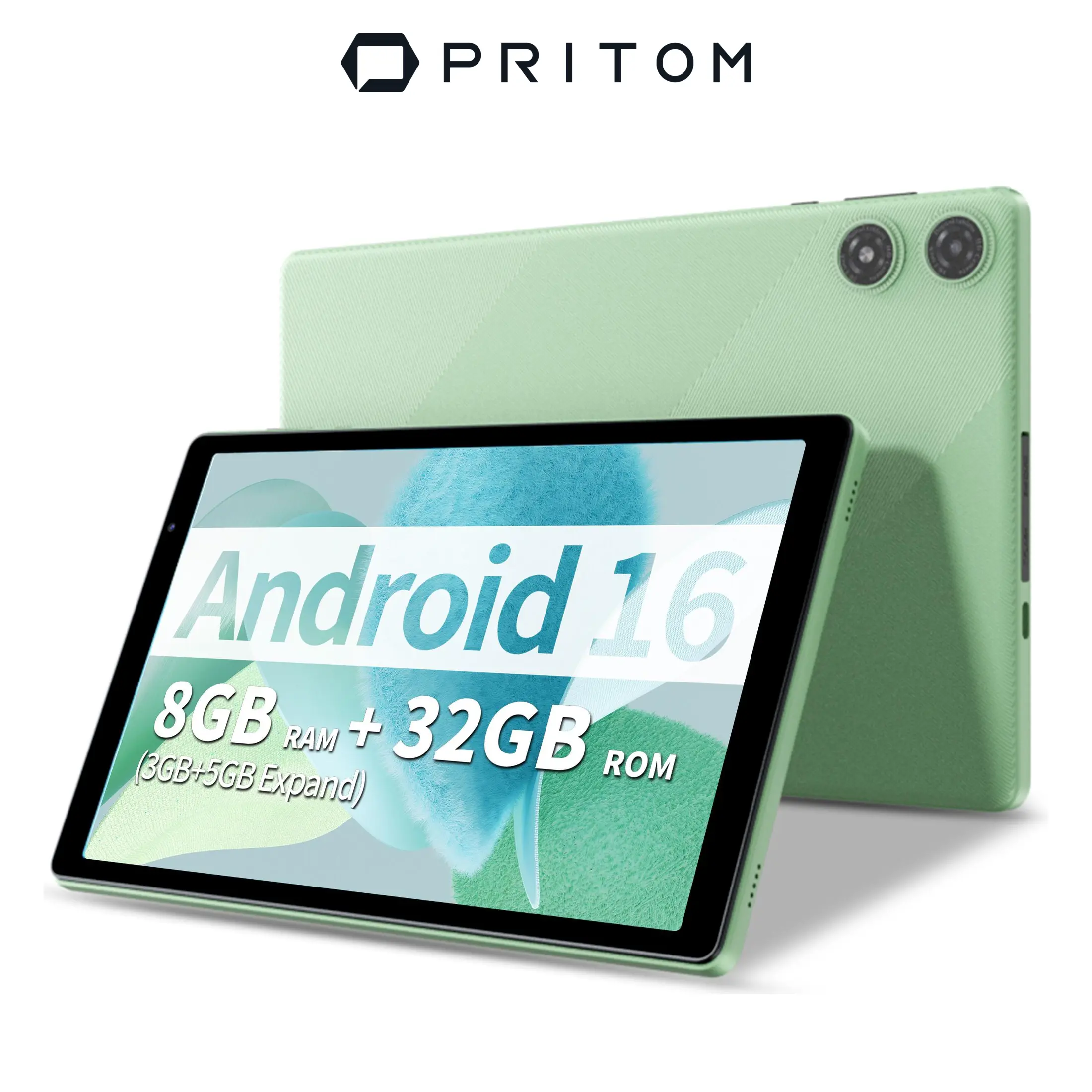 PRITOM Portable Mobile Touchscreen Tablet, Android 16, 8GB(3GB+5GB) RAM, 32GB Expandable 1TB ROM, WiFi6 2.4G/5G Dual Band, 6000mAh Large Battery, 5 Color Choices for Daily Use,back to school,back to school haul