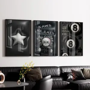 HypeBeast Wall Art Poster Set of 3 | 8 Ball lucky time Trendy Prints |Cool Wall Art Set | 3D Room Decor Bundle | Minimalist Hypebeast Posters