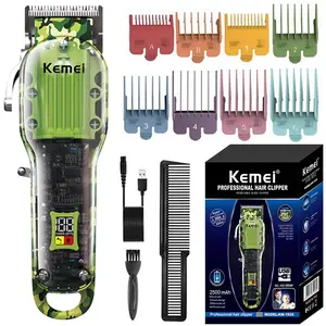 KEMEI 1926 Professional Cordless Rechargeable Men's Hair Clippers & Beard Trimmer - 0-Gapped T-Blade Barber Tool, USB Charging, Long-Lasting Acrylic Body, Split End Trimmer, Durable Brush, Hair Cutters, Cordless Rechargeable Clippers