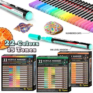 15 Color Series Acrylic Markers, 22 Colors Per Series, Fine Tip 0.7mm, Quick-Dry Ink, Ideal for Art, Craft, and DIY Projects, Graffiti Markers, Drawing Art Supplies