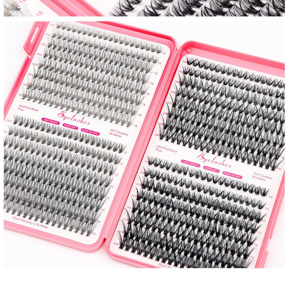 Mixed-length false eyelash set including adhesive, sealant, remover, tweezers, and lash clips; creates natural lashes; realistic lash clusters; lash enhancement; lash glue for extensions; individual false eyelashes; lash clusters; cosmetics; delivers a li
