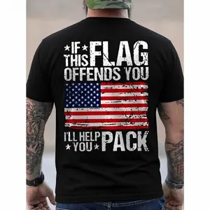 Men's Patriotic American Flag Graphic T-Shirt