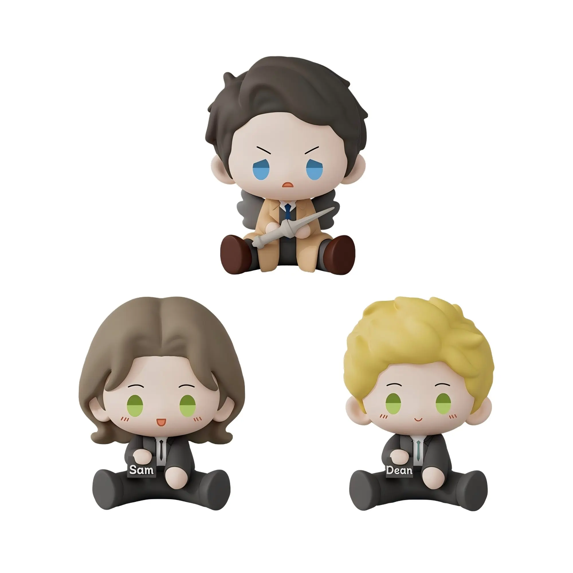 Set of 3 SUPERNATURAL: JOIN THE HUNT Apple of My Eye Series Sitting Pose Vinyl Figures XTOPiA Authentic Collectible Figures Figurines for Collectors Anime Action Figure Figures Combo