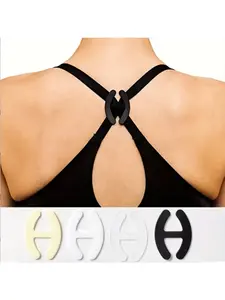 4pcs Invisible Bra Strap Locks Anti-Slip Buckle, Chest Prevention Slippage Bras Shoulder Straps Cross Back Clips, Underwear Accessories